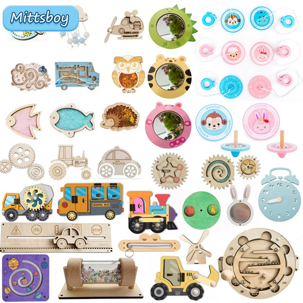 DIY Montessori Busy Board Wooden Accessories