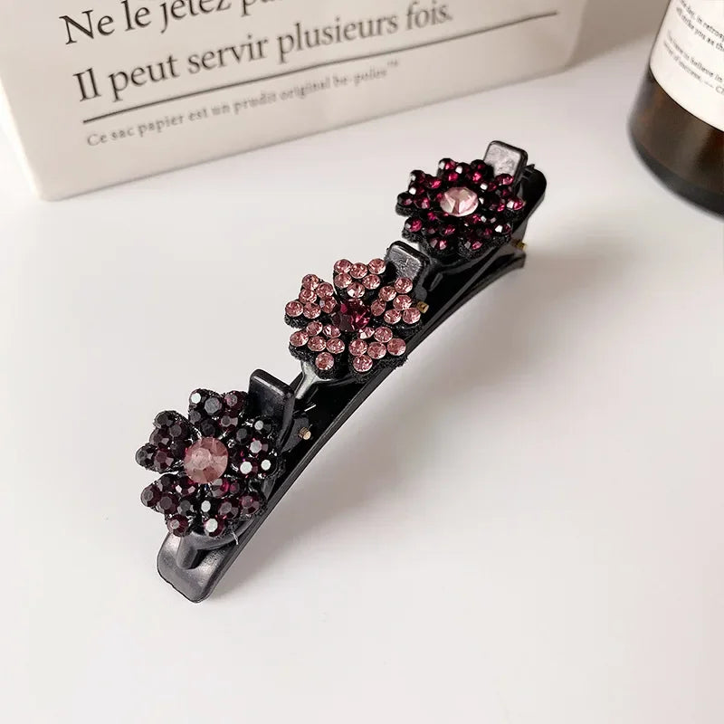Fashion Sparkling Crystal Stone Braided Hair Clips