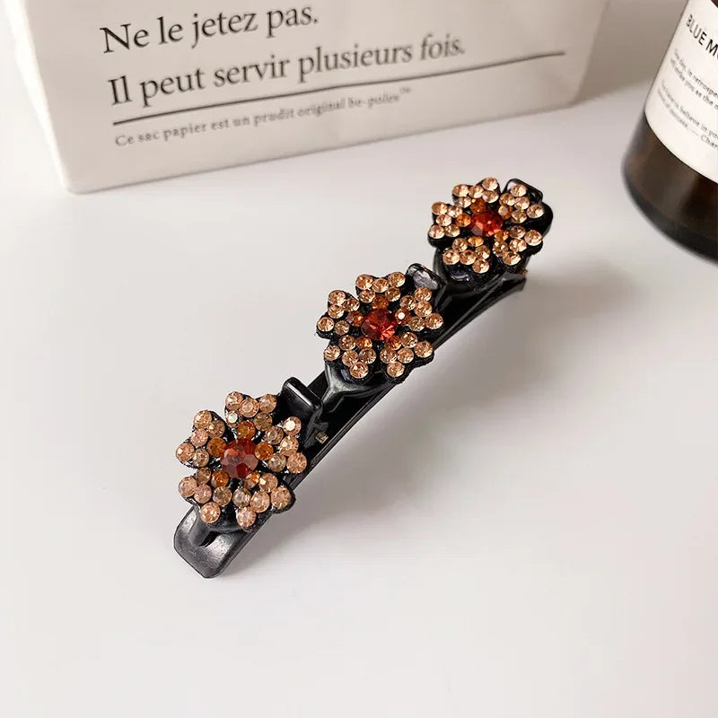 Fashion Sparkling Crystal Stone Braided Hair Clips