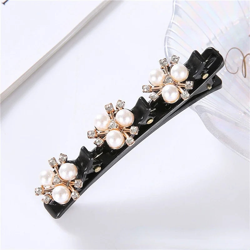 Fashion Sparkling Crystal Stone Braided Hair Clips