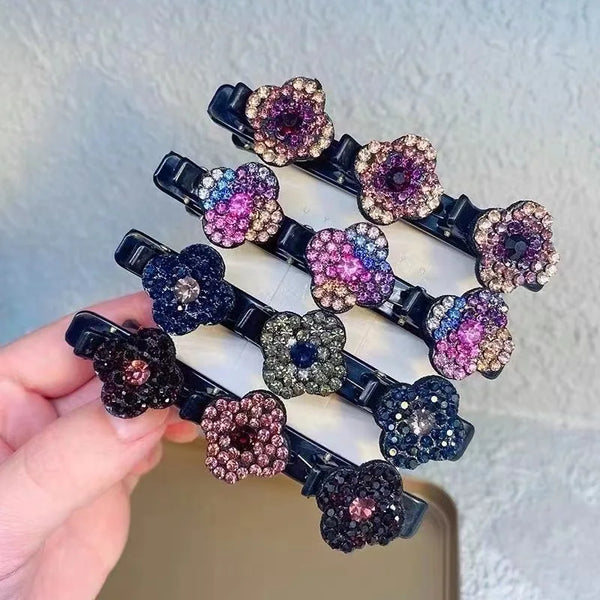 Fashion Sparkling Crystal Stone Braided Hair Clips
