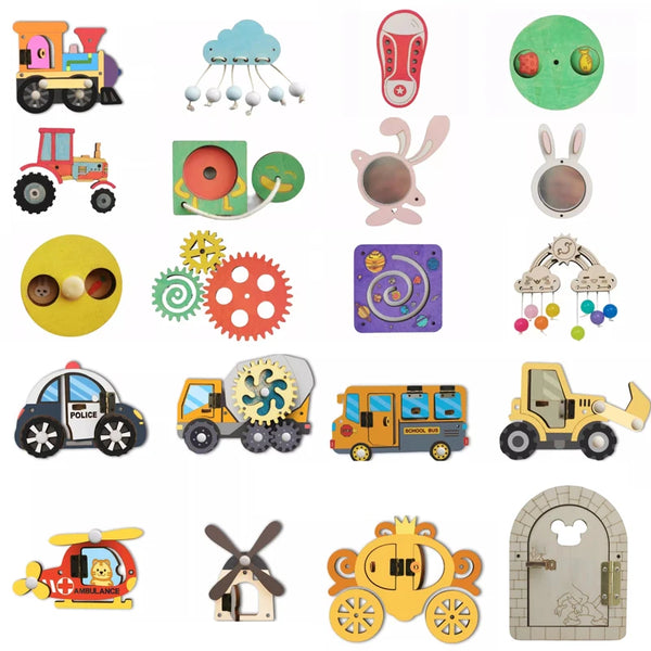 DIY Montessori Busy Board Wooden Accessories