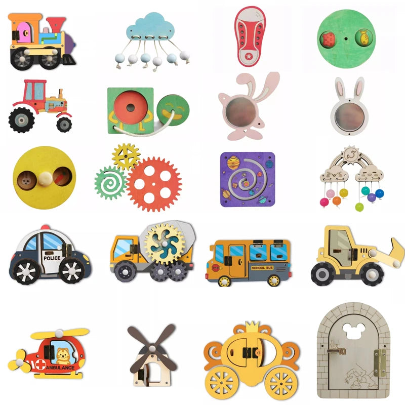 DIY Montessori Busy Board Wooden Accessories