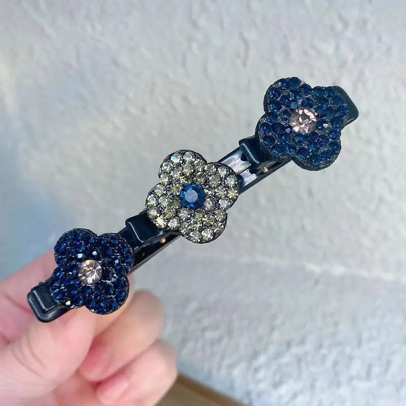 Fashion Sparkling Crystal Stone Braided Hair Clips