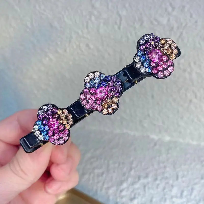 Fashion Sparkling Crystal Stone Braided Hair Clips