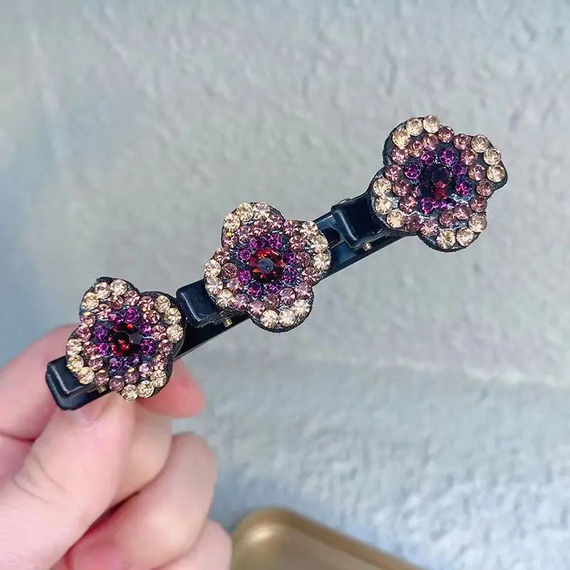 Fashion Sparkling Crystal Stone Braided Hair Clips