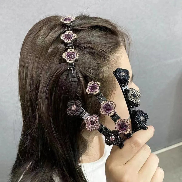 Fashion Sparkling Crystal Stone Braided Hair Clips