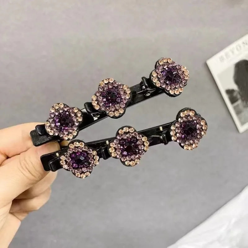Fashion Sparkling Crystal Stone Braided Hair Clips