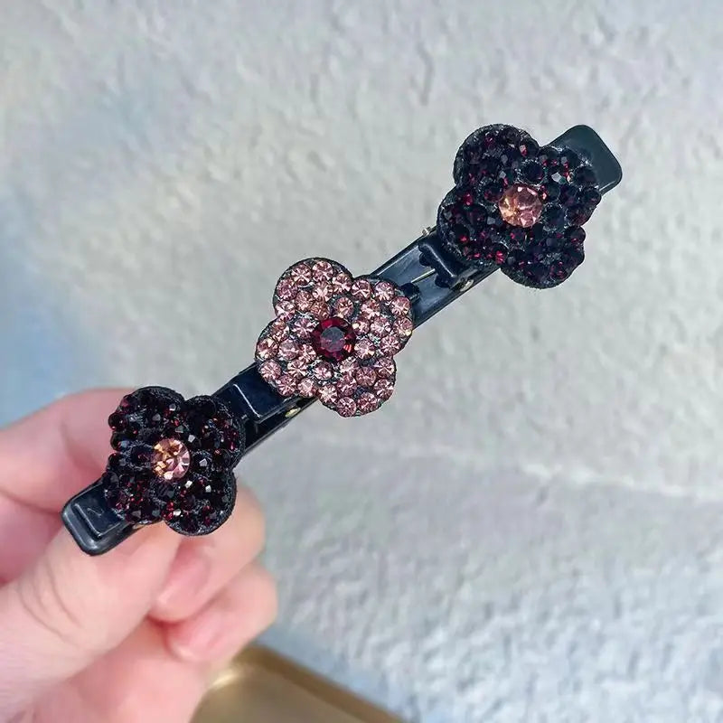 Fashion Sparkling Crystal Stone Braided Hair Clips