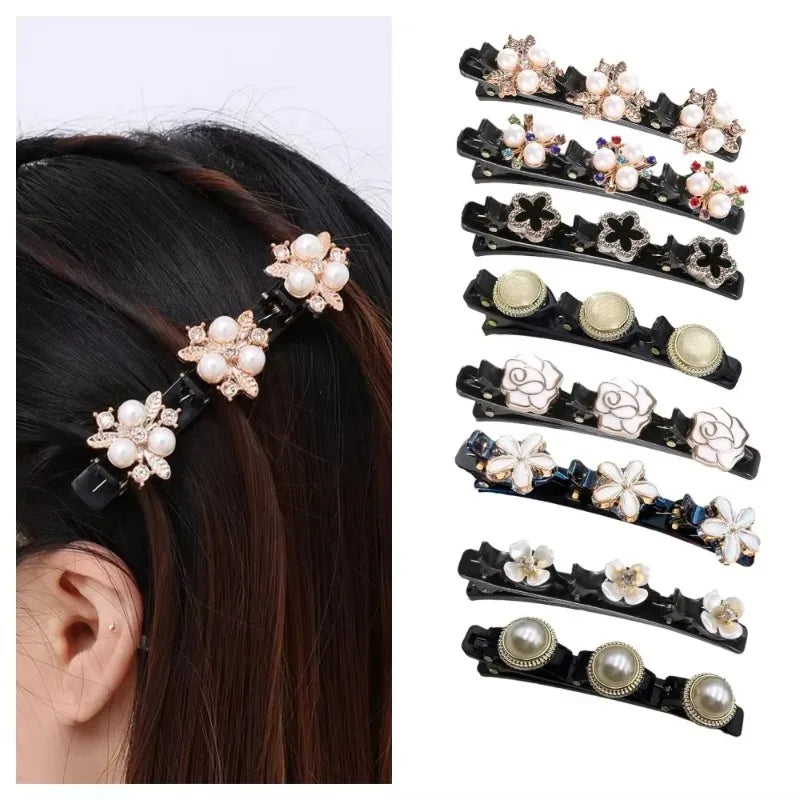 Fashion Sparkling Crystal Stone Braided Hair Clips