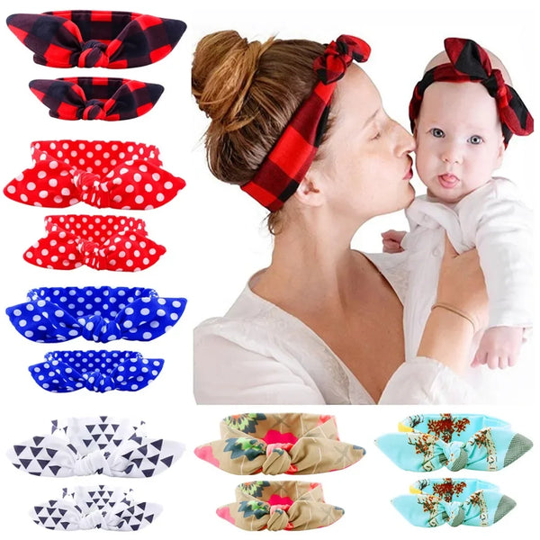 2Pcs/Set Headbands Mother Baby Turban
