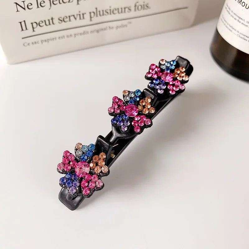 Fashion Sparkling Crystal Stone Braided Hair Clips